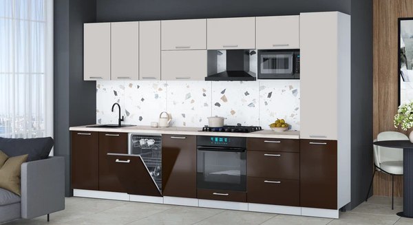 Кухонный гарнитур Интерлиния Мила Gloss 3.3-ПМ4