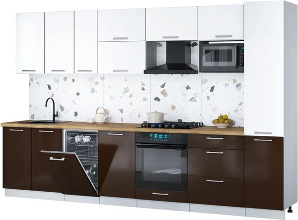 Кухонный гарнитур Интерлиния Мила Gloss 3.3-ПМ4 - фото