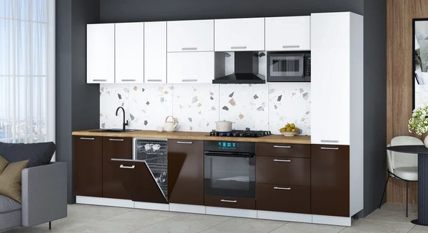 Кухонный гарнитур Интерлиния Мила Gloss 3.3-ПМ4