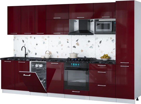 Кухонный гарнитур Интерлиния Мила Gloss 3.3-ПМ4 - фото