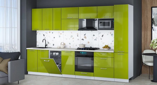 Кухонный гарнитур Интерлиния Мила Gloss 3.3-ПМ4