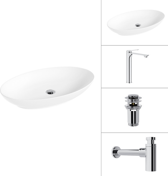 Умывальник со смесителем Lauter 21571 + Rio 21AM12672 + сифон 21635CH + дон.клапан 21190CH - фото