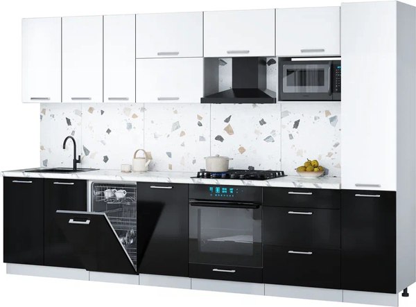 Кухонный гарнитур Интерлиния Мила Gloss 3.3-ПМ4 - фото