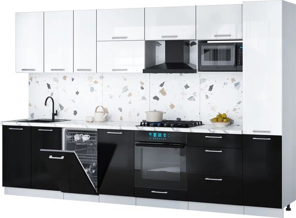 Кухонный гарнитур Интерлиния Мила Gloss 3.3-ПМ4 - фото