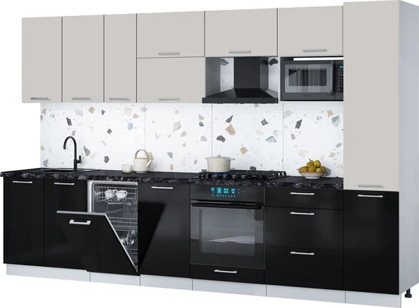 Кухонный гарнитур Интерлиния Мила Gloss 3.3-ПМ4 - фото
