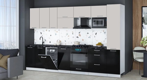 Кухонный гарнитур Интерлиния Мила Gloss 3.3-ПМ4