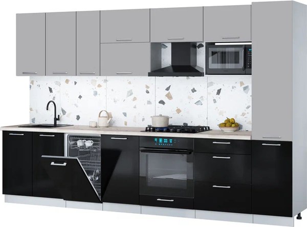 Кухонный гарнитур Интерлиния Мила Gloss 3.3-ПМ4 - фото