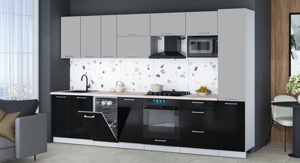 Кухонный гарнитур Интерлиния Мила Gloss 3.3-ПМ4