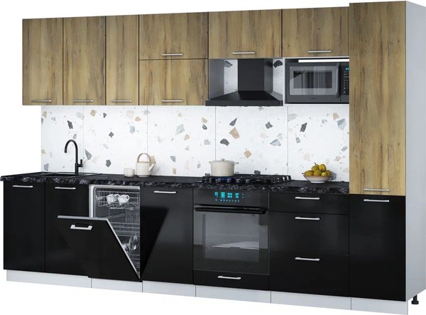 Кухонный гарнитур Интерлиния Мила Gloss 3.3-ПМ4 - фото