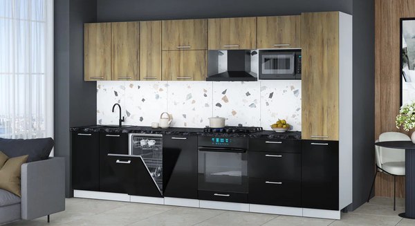 Кухонный гарнитур Интерлиния Мила Gloss 3.3-ПМ4