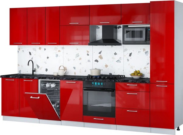 Кухонный гарнитур Интерлиния Мила Gloss 3.3-ПМ4 - фото