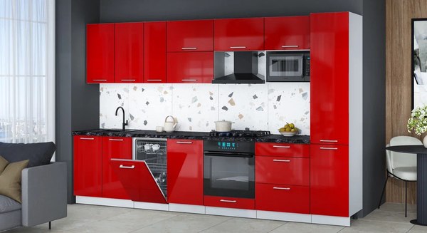 Кухонный гарнитур Интерлиния Мила Gloss 3.3-ПМ4