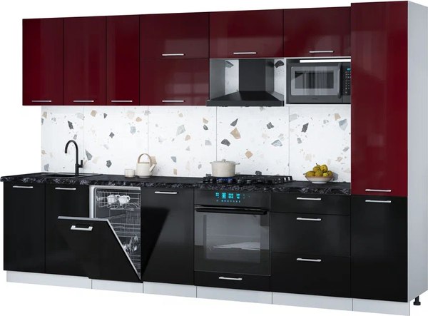 Кухонный гарнитур Интерлиния Мила Gloss 3.3-ПМ4 - фото