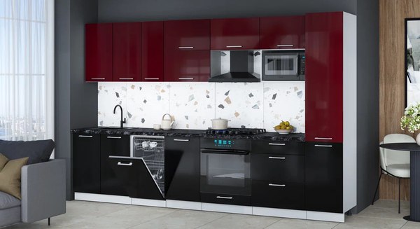 Кухонный гарнитур Интерлиния Мила Gloss 3.3-ПМ4