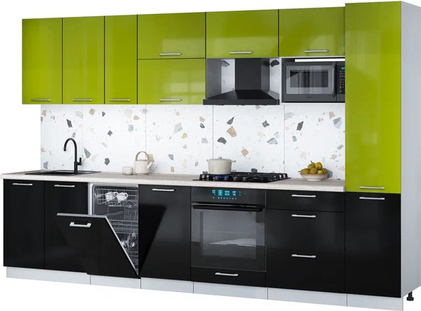 Кухонный гарнитур Интерлиния Мила Gloss 3.3-ПМ4 - фото