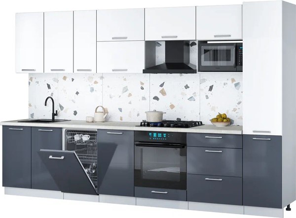 Кухонный гарнитур Интерлиния Мила Gloss 3.3-ПМ4 - фото