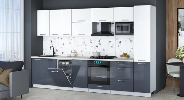 Кухонный гарнитур Интерлиния Мила Gloss 3.3-ПМ4