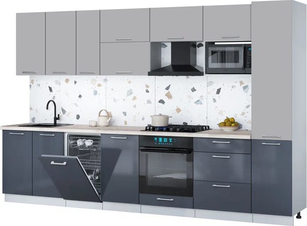 Кухонный гарнитур Интерлиния Мила Gloss 3.3-ПМ4 - фото