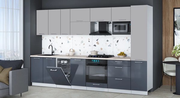 Кухонный гарнитур Интерлиния Мила Gloss 3.3-ПМ4