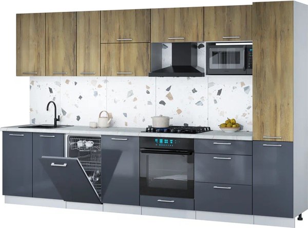 Кухонный гарнитур Интерлиния Мила Gloss 3.3-ПМ4 - фото