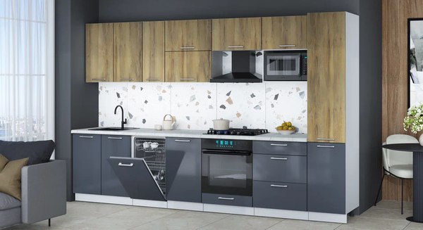 Кухонный гарнитур Интерлиния Мила Gloss 3.3-ПМ4