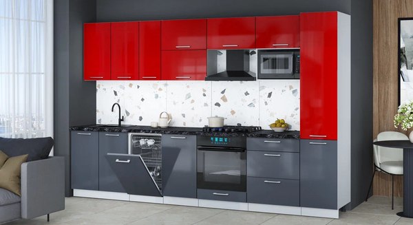 Кухонный гарнитур Интерлиния Мила Gloss 3.3-ПМ4