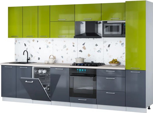 Кухонный гарнитур Интерлиния Мила Gloss 3.3-ПМ4 - фото