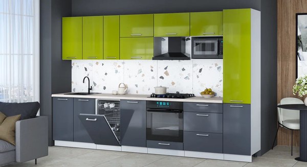 Кухонный гарнитур Интерлиния Мила Gloss 3.3-ПМ4