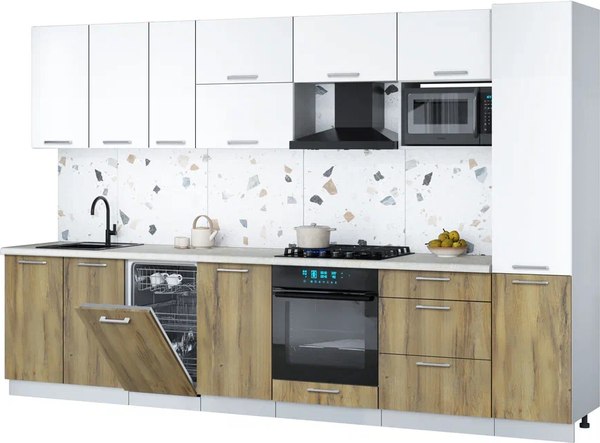 Кухонный гарнитур Интерлиния Мила Gloss 3.3-ПМ4 - фото