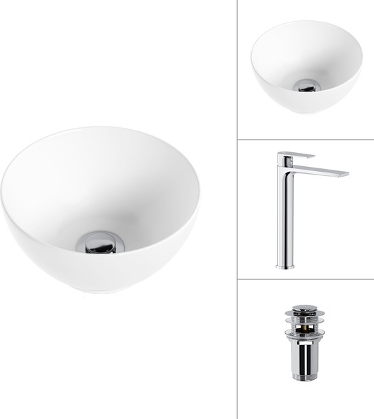 Умывальник со смесителем Lauter 21601E + Reef 21CK8678C с донным клапаном 21190CH - фото