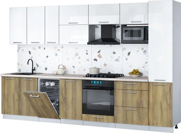 Кухонный гарнитур Интерлиния Мила Gloss 3.3-ПМ4 - фото