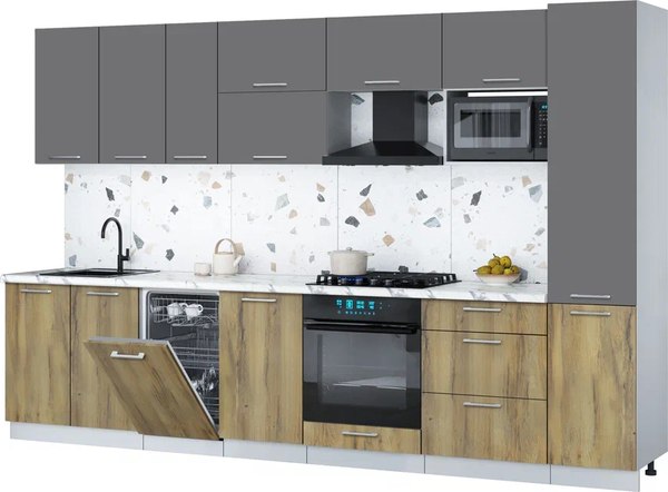 Кухонный гарнитур Интерлиния Мила Gloss 3.3-ПМ4 - фото