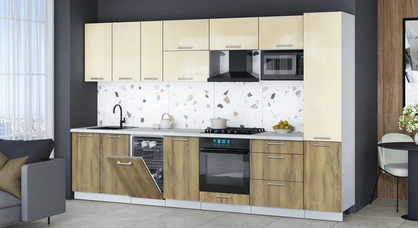 Кухонный гарнитур Интерлиния Мила Gloss 3.3-ПМ4