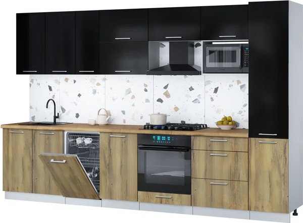 Кухонный гарнитур Интерлиния Мила Gloss 3.3-ПМ4 - фото