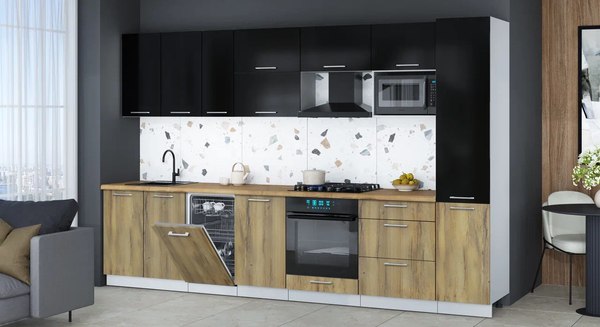 Кухонный гарнитур Интерлиния Мила Gloss 3.3-ПМ4