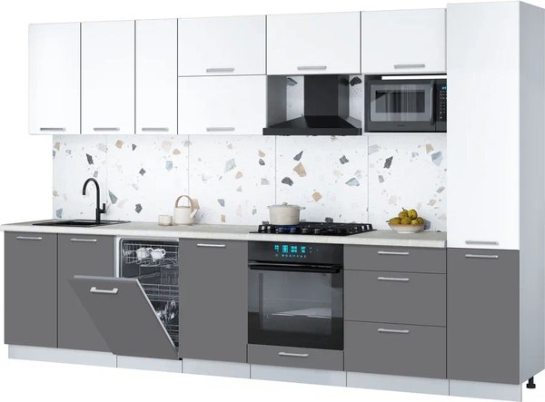 Кухонный гарнитур Интерлиния Мила Gloss 3.3-ПМ4 - фото
