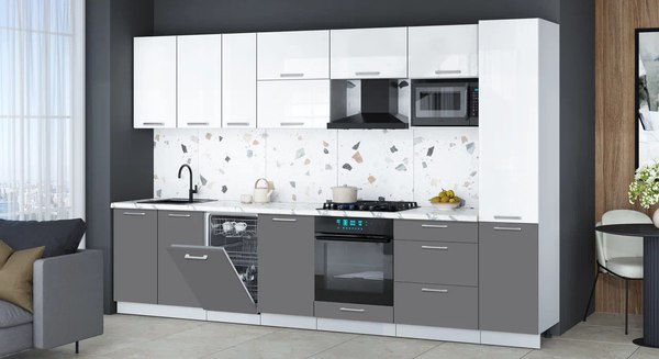 Кухонный гарнитур Интерлиния Мила Gloss 3.3-ПМ4