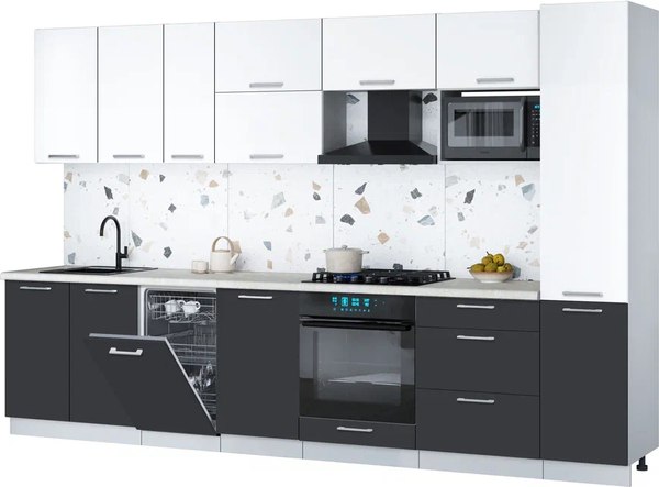 Кухонный гарнитур Интерлиния Мила Gloss 3.3-ПМ4 - фото