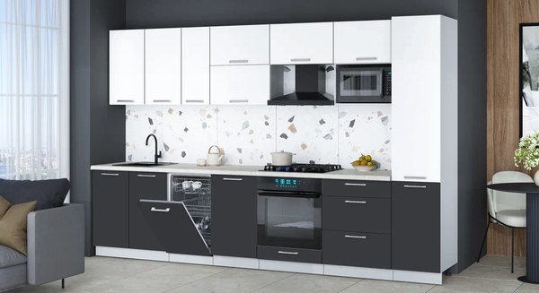 Кухонный гарнитур Интерлиния Мила Gloss 3.3-ПМ4