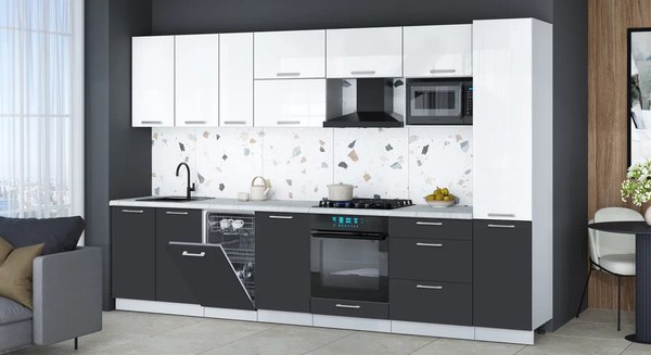 Кухонный гарнитур Интерлиния Мила Gloss 3.3-ПМ4 - фото