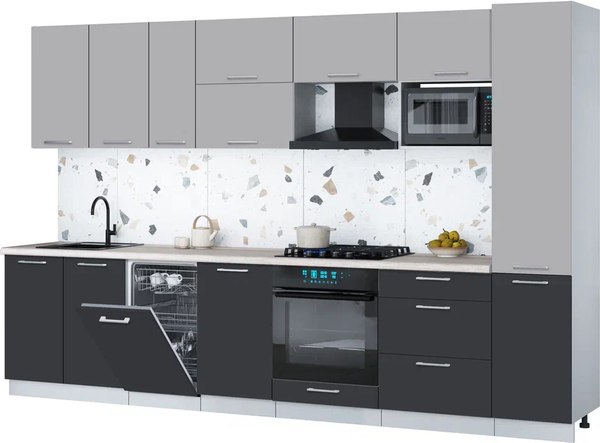 Кухонный гарнитур Интерлиния Мила Gloss 3.3-ПМ4 - фото