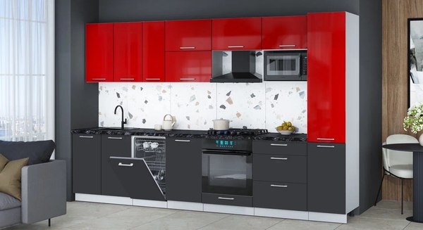 Кухонный гарнитур Интерлиния Мила Gloss 3.3-ПМ4