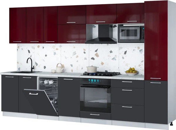Кухонный гарнитур Интерлиния Мила Gloss 3.3-ПМ4 - фото