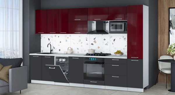 Кухонный гарнитур Интерлиния Мила Gloss 3.3-ПМ4