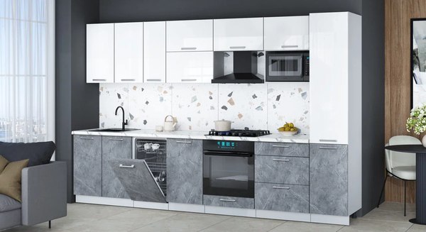Кухонный гарнитур Интерлиния Мила Gloss 3.3-ПМ4