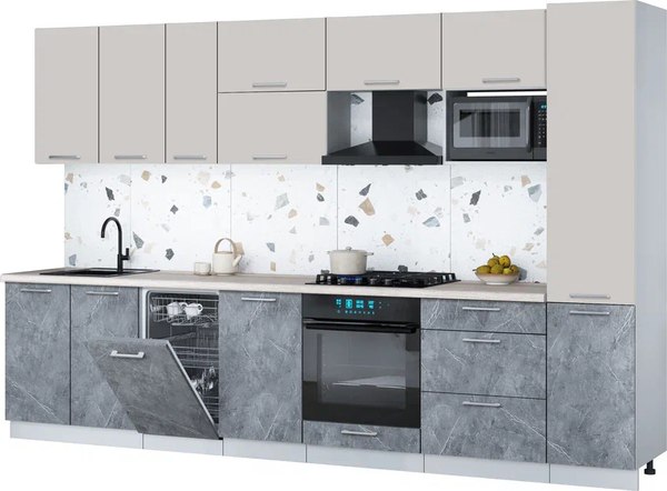 Кухонный гарнитур Интерлиния Мила Gloss 3.3-ПМ4 - фото