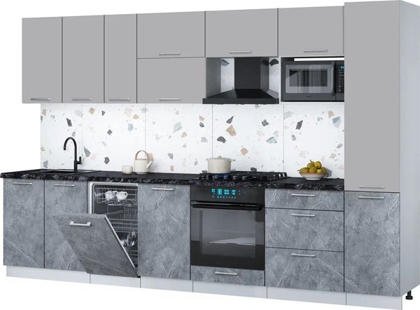 Кухонный гарнитур Интерлиния Мила Gloss 3.3-ПМ4 - фото