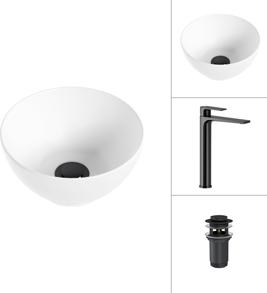 Умывальник со смесителем Lauter 21601E + Reef 21CK8678BS с донным клапаном 21190B - фото