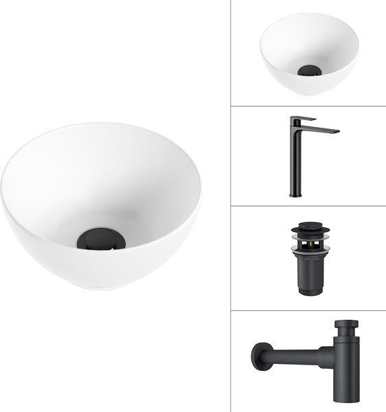 Умывальник со смесителем Lauter 21601E + Reef 21CK8678BS + сифон 21635B + дон.клапан 21190B - фото