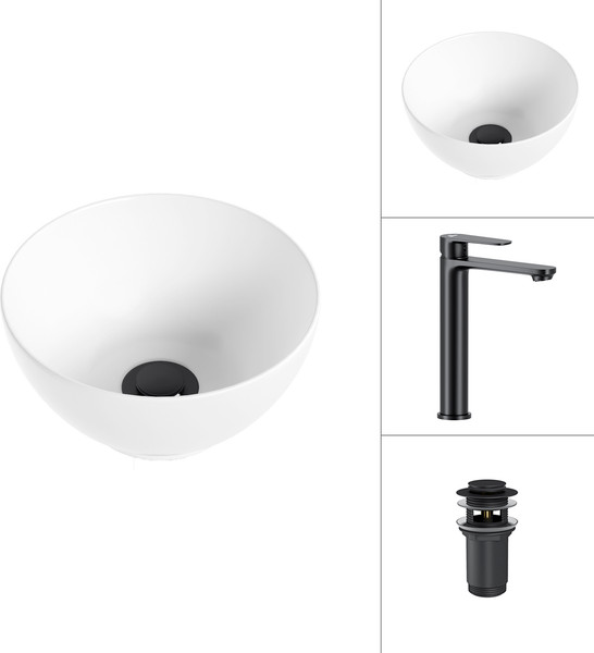 Умывальник со смесителем Lauter 21601E + Moon 21СК8691BS с донным клапаном 21190B - фото